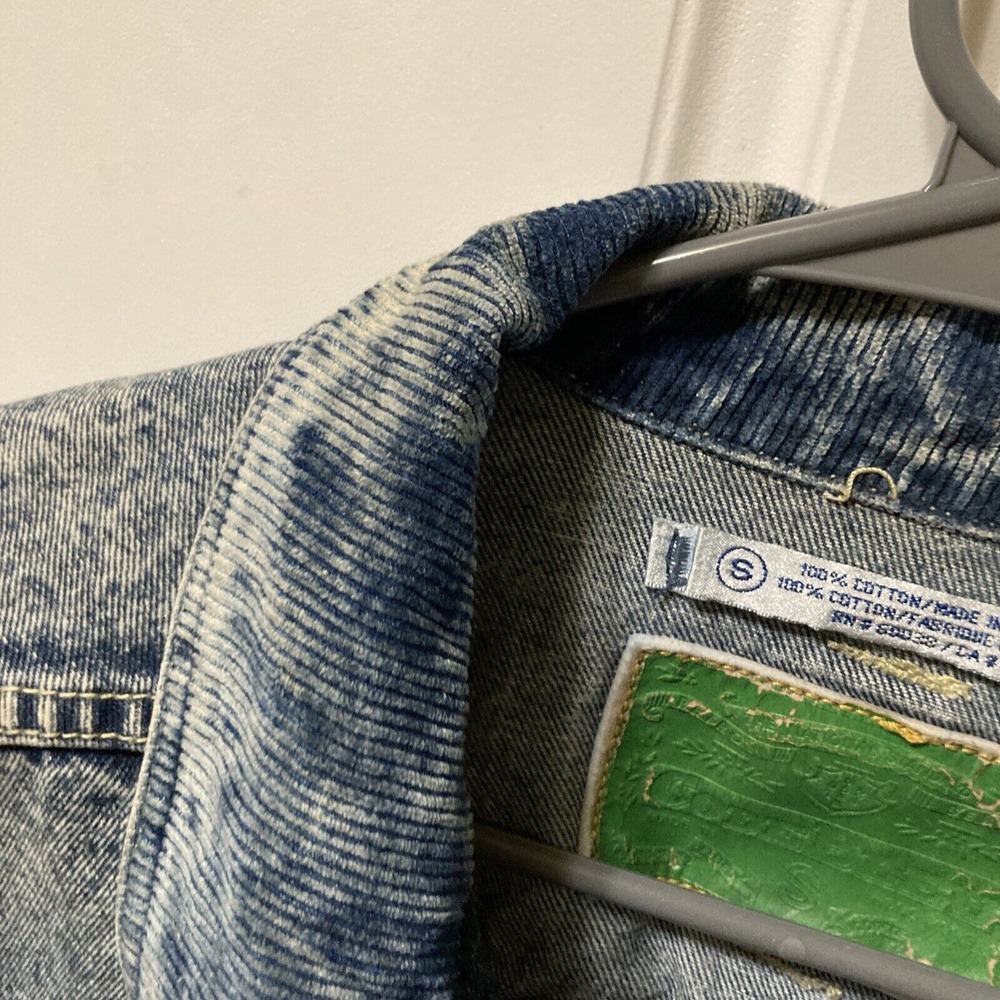 CODE BLEU Acid Wash Denim Jacket Distressed Blue Jean‎ Coat Men's Size S - Picture 6 of 12